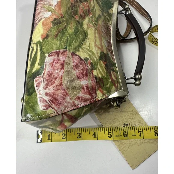 NWT Patricia Nash Kelmscott Frame Bag Leather Satchel Crossbody Seashells Floral - Picture 7 of 13